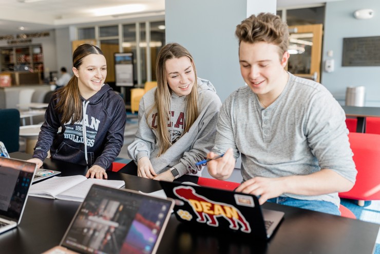Dean College students studying