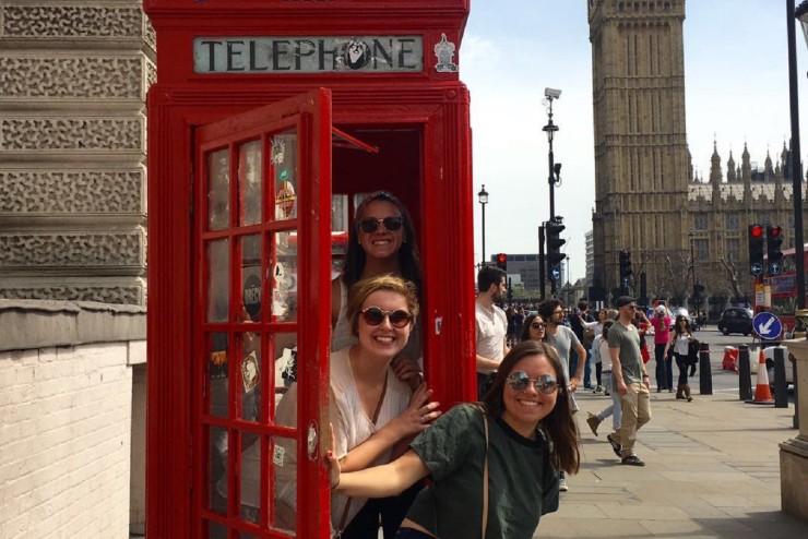 Students in London Phone Booth