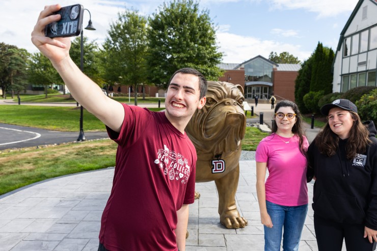 Students taking a selfie on campus