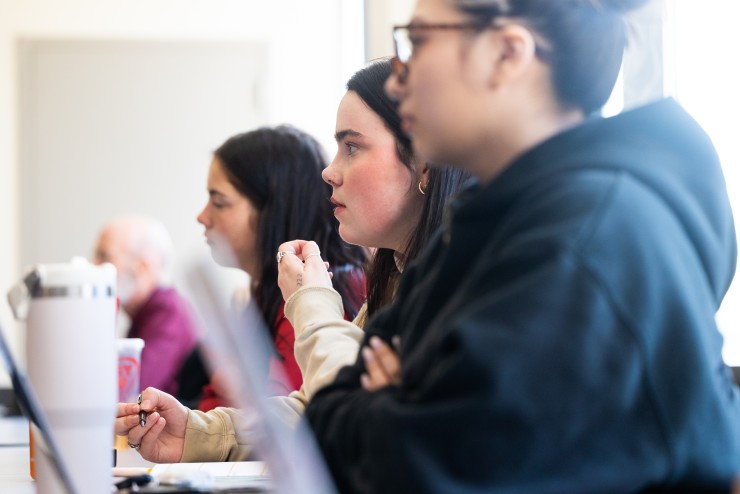 Students listening intently in class
