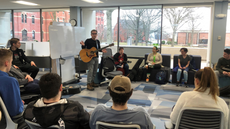 Mark Cutler songwriting workshop with Dean College students