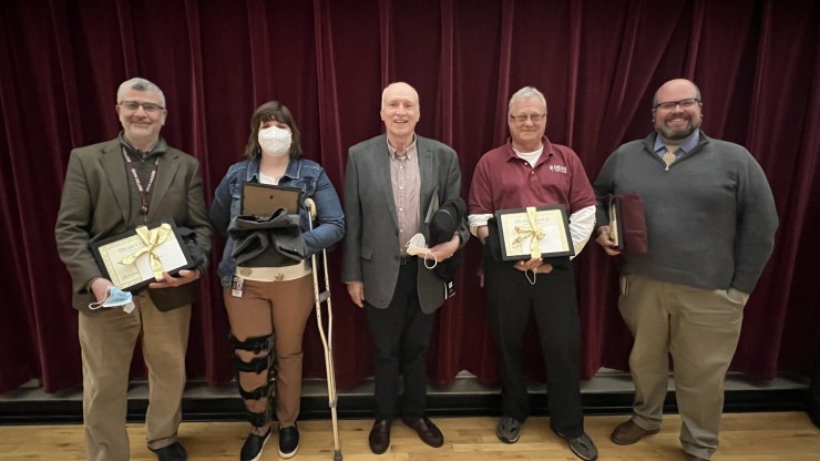 Employees celebrating 10 years of service.