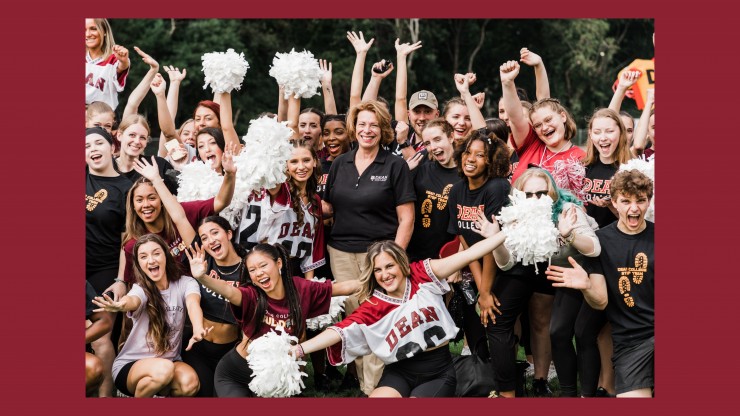 Dr. Rooney with students at Homecoming 2022